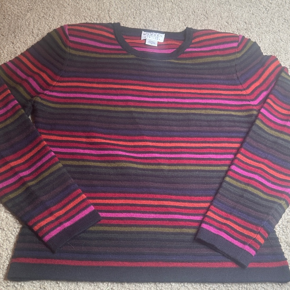 DAVID WARREN Petites NEW YORK Striped Textured Multicolor Ladies Sweater Medium
